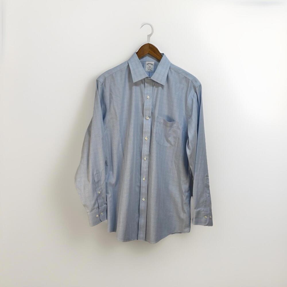 Brooks Brothers 1818 Regent Shirt Mens 16 2/3 Blue Plaid Non Iron Supima Cotton